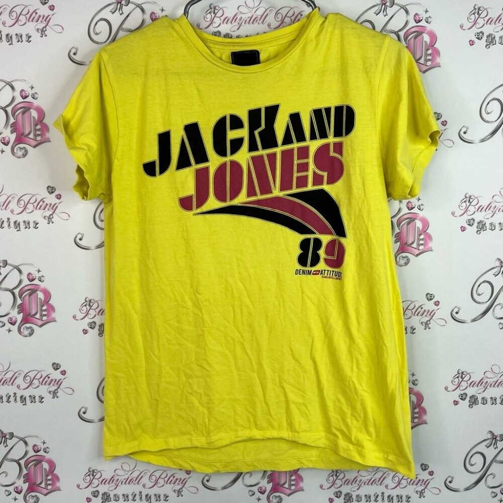 Jack & Jones tshirt shirt red black decal logo Vibrant Yellow Tee